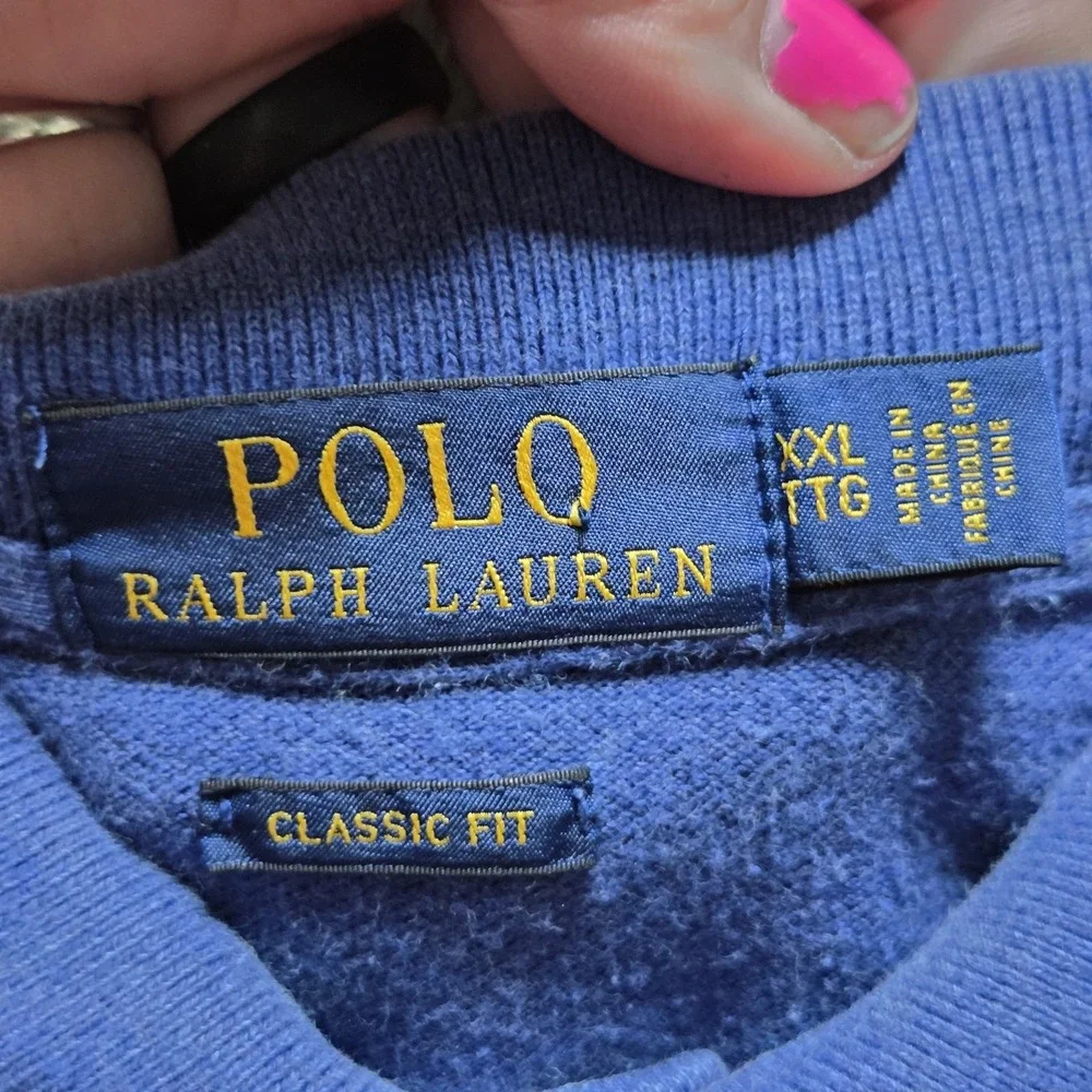 Polo Ralph Lauren Polo Shirt Mens‎ 2XL Blue Solid 100% Cotton Pony Logo Casual
